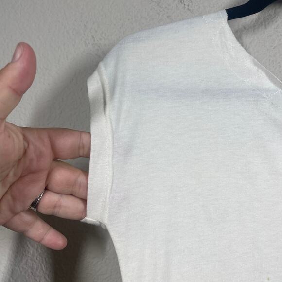 Tonlé XS T-Shirt Mini Dress White Tan Colorblock Cotton Crew Neck Short Sleeves - Picture 3 of 12